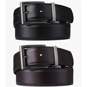 ARCIS Mens Reversible Leather Belt Black Hickory Brown Cowhide Steel Buckle NIB